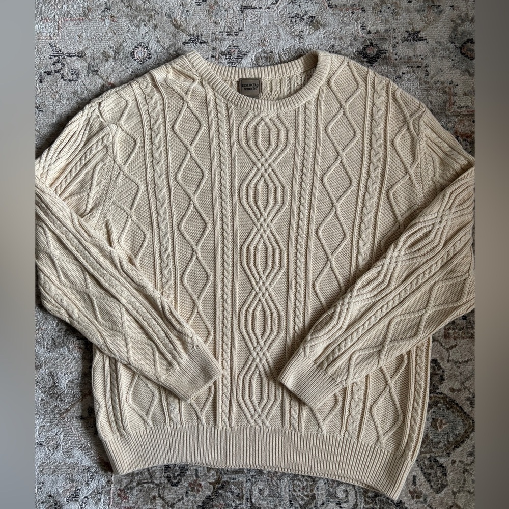 100% Cotton Cable Knit Crewneck Size Extra Large XL Country SKU24